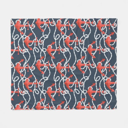 Seeanker und Seil-Muster Fleecedecke (Vorderseite (Horizontal))