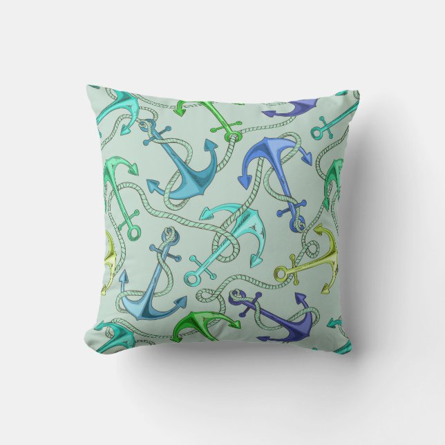 Seeanker und Seil-Muster Kissen (Vorderseite)