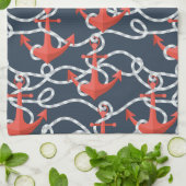 Seeanker und Seil-Muster Küchentuch (Gefaltet)