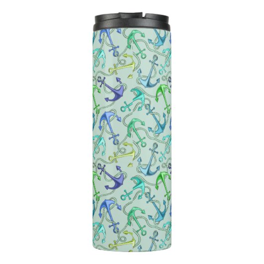 Seeanker und Seil-Muster Thermosbecher (Rückseite)