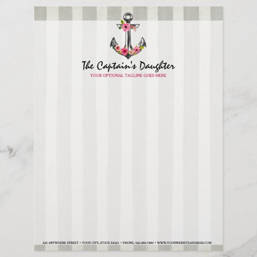 Seeankerwatercolor-Rosen-Strand-Butike Briefkopf (Vorderseite)