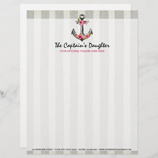 Seeankerwatercolor-Rosen-Strand-Butike Briefkopf (Vorne/Hinten)