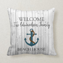 Seeankerwillkommen zum Familienname-Strandhaus