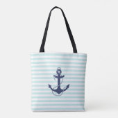 Seeaqua-u. Weiß-Streifen-Marine-Blau-Anker Tasche (Rückseite)