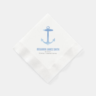 SeeAquarell-Anker-Babyparty-Schlückchen und sehen Serviette