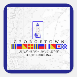 Seeaufkleber flaggen-Georgetowns South Carolina Quadratischer Aufkleber