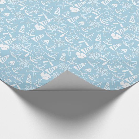 Seebaby-Blau verankert Segelboot-Packpapier Geschenkpapier (Ecke)