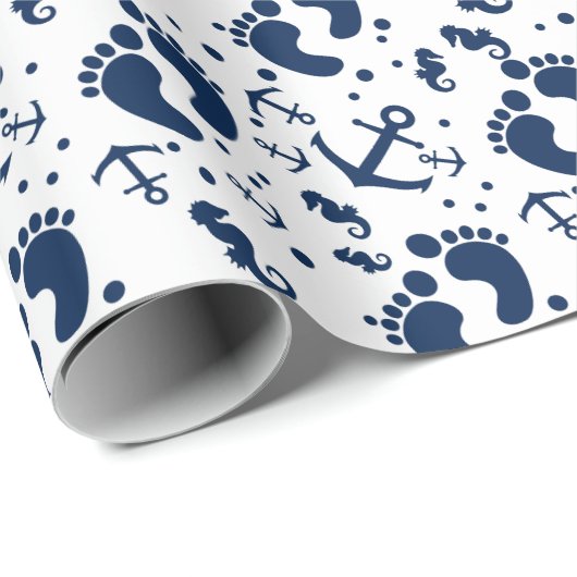 SeeBabyblaumuster Geschenkpapier (Rolleneckpunkt)