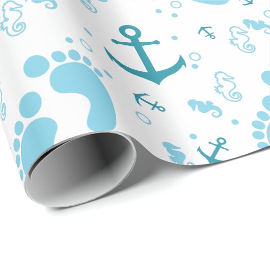 SeeBabyblaumuster Geschenkpapier (Rolleneckpunkt)