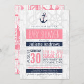 SeeBabyparty-Einladung, Mädchen-rosa Blau Einladung (Vorne/Hinten)