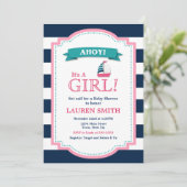 SeeBabyparty-Einladungs-Mädchen-Segelboot Einladung (Stehend Vorderseite)