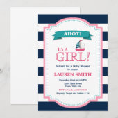 SeeBabyparty-Einladungs-Mädchen-Segelboot Einladung (Vorne/Hinten)