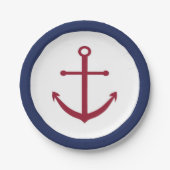 SeeBabyparty-roter Anker-Pappteller Pappteller (Vorderseite)