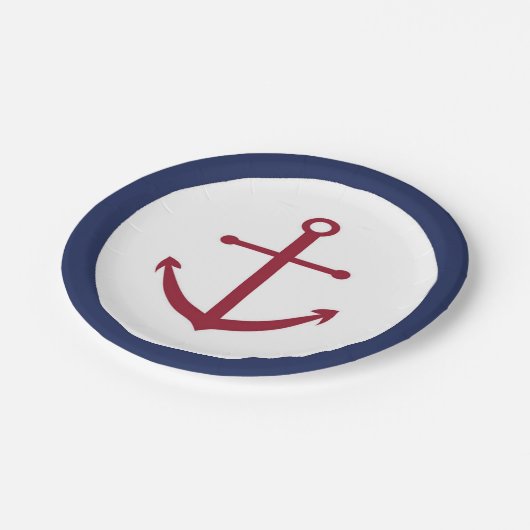 SeeBabyparty-roter Anker-Pappteller Pappteller (Schrägansicht)
