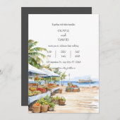 Seebad Seaside Village Market Sea View Wedding Einladung (Vorne/Hinten)