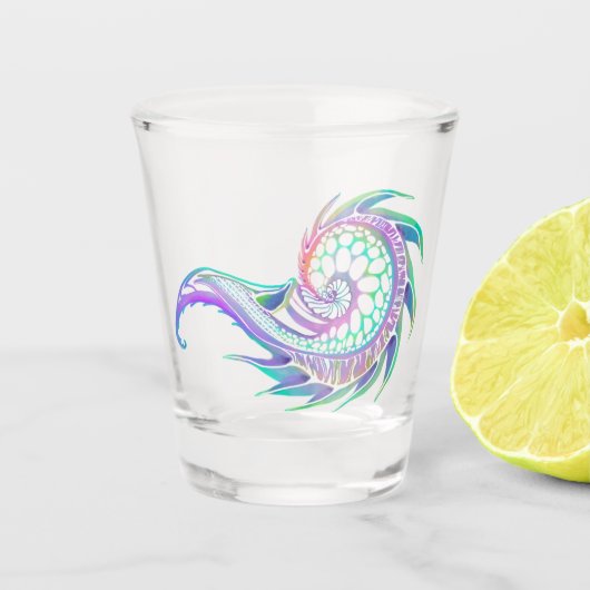 Seebad-Sketch in Neon Schnapsglas (Vorderseite)