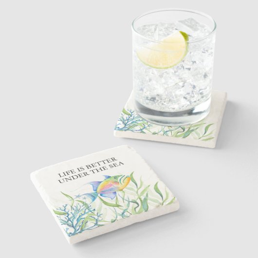 Seebarsch Steinuntersetzer (Seitenansicht)