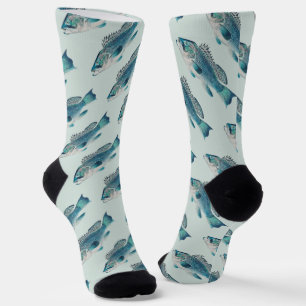 Seebarsch von S.A. Kilbourne, Vintage Fisch Socken