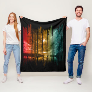 SEEBÄUME VINTAGE SONNENUNTERGANG FLEECEDECKE