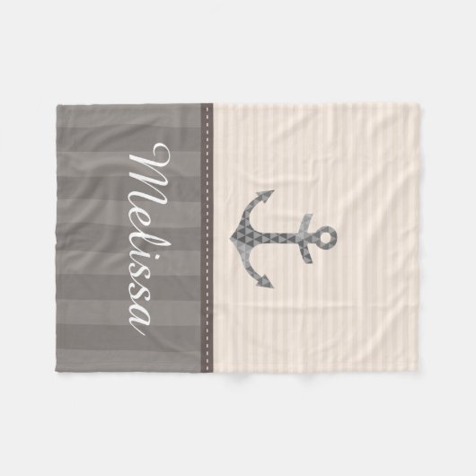 Seebeige und Brown-Anker-individueller Name Fleecedecke (Vorderseite (Horizontal))