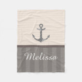 Seebeige und Brown-Anker-individueller Name Fleecedecke (Vorderseite)