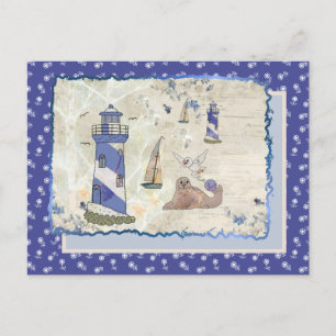 Seebild mit Blumen 2 Postkarte