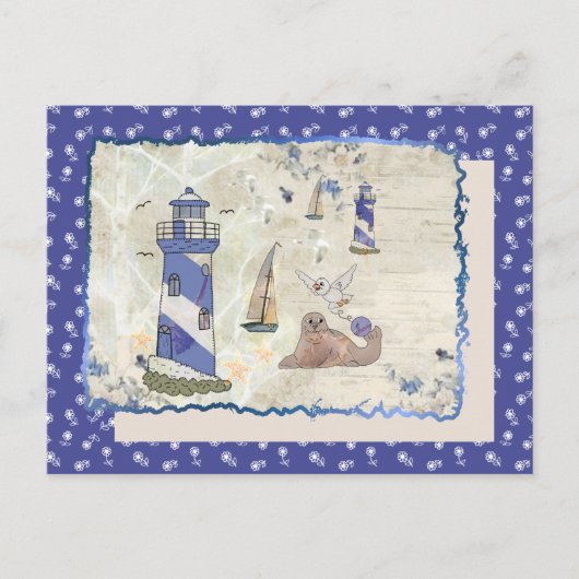 Seebild mit Blumen Postkarte (Vorderseite)