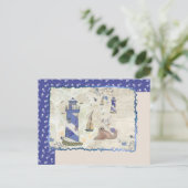 Seebild mit Blumen Postkarte (Stehend Vorderseite)