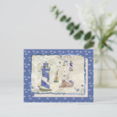 Seebild mit Schiffchen Postkarte (Stehend Vorderseite)