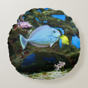 Seeblau-Fische Rundes Kissen