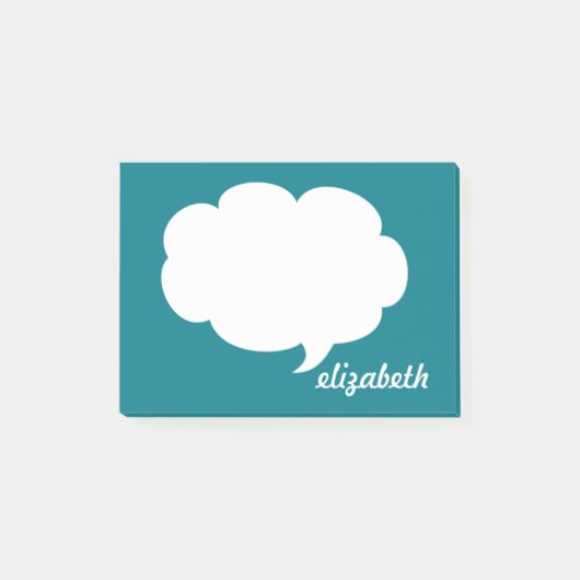 Seeblaue Gesprächs-Blasen-personalisierter Name Post-it Klebezettel (Vorderseite)