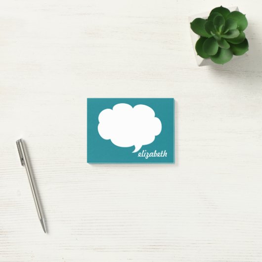 Seeblaue Gesprächs-Blasen-personalisierter Name Post-it Klebezettel (Büro)