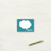 Seeblaue Gesprächs-Blasen-personalisierter Name Post-it Klebezettel (Auf Schreibtisch)