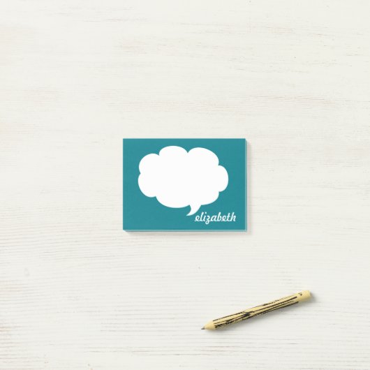 Seeblaue Gesprächs-Blasen-personalisierter Name Post-it Klebezettel (Auf Schreibtisch)
