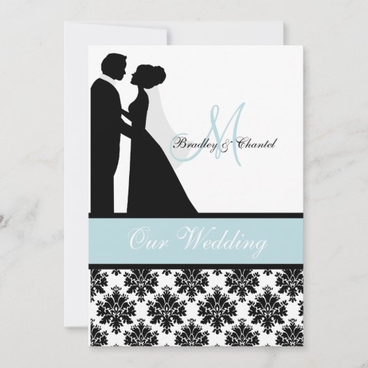 Seeblaue Hochzeits-Paar-Hochzeits-Einladung Einladung (Vorderseite)