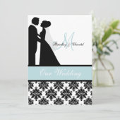 Seeblaue Hochzeits-Paar-Hochzeits-Einladung Einladung (Stehend Vorderseite)