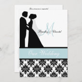 Seeblaue Hochzeits-Paar-Hochzeits-Einladung Einladung (Vorne/Hinten)