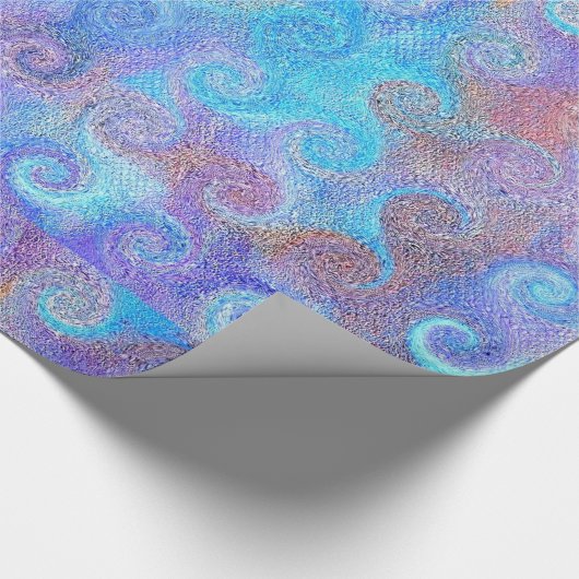 Seeblaue Locken Geschenkpapier (Ecke)