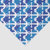 Seeblaue Streifen der | Weiß-Anker-| Seidenpapier (Ausschnitt)