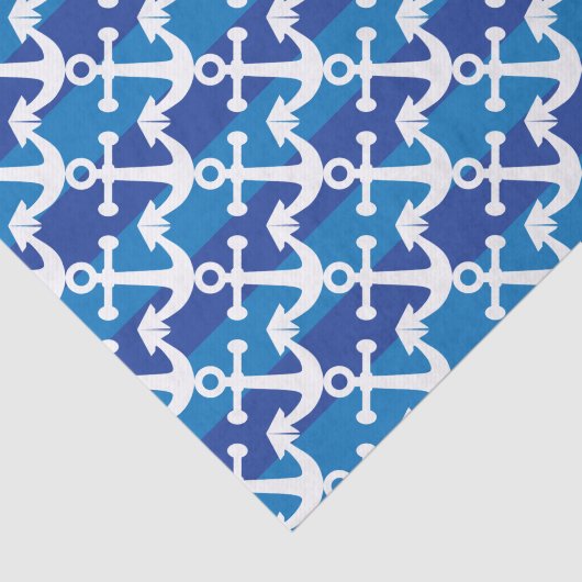 Seeblaue Streifen der | Weiß-Anker-| Seidenpapier (Ausschnitt)