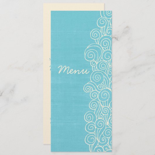 Seeblaues u. Sahnehochzeitsabendessenmenü Menükarte (Vorne/Hinten)