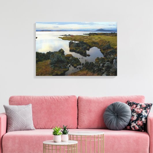 Seeblick auf Myvatn Canvas Print Leinwanddruck (Insitu (Wohnzimmer))
