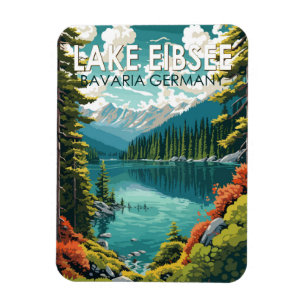Seeblick Eibsee Deutschland Reise Kunst Vintage Magnet