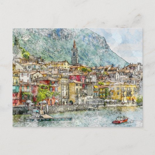 Seeblick Varenna, Italien Postkarte (Vorderseite)