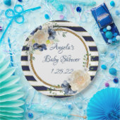 Seeblumenmarine-u. Goldpersonalisierte Dusche Pappteller (Party)