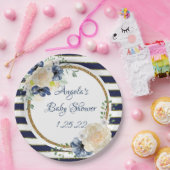 Seeblumenmarine-u. Goldpersonalisierte Dusche Pappteller (Party)