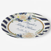 Seeblumenmarine-u. Goldpersonalisierte Dusche Pappteller (Schrägansicht)