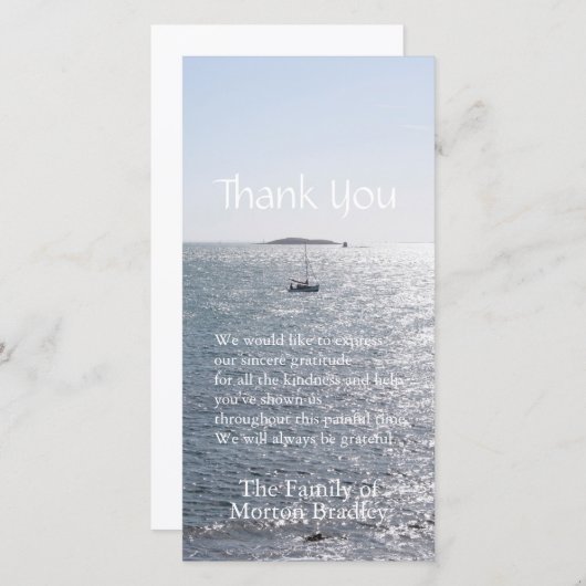 Seeboot und Beileid der Insel-1 danken Ihnen Dankeskarte (Vorne/Hinten)