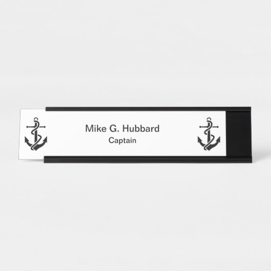 Seeboots-Anker schiffs-Kapitän-Monogramm Schreibtischnamensplakette (Vorderseite )