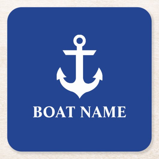 Seeboots-Namen-Anker-Blau Rechteckiger Pappuntersetzer (Vorderseite)
